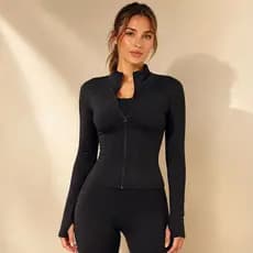Jaqueta Fitness Feminina Slim Proteção UV Manga Longa Academia Corrida Caminhada Yoga