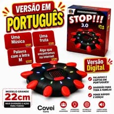 Jogo de Palavras Tabuleiro Stop que Trava Letras com Temporizador GRANDE 24cm Versão em Português