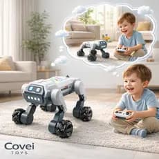 Cão Robô Cachorro Inteligente Controle Remoto 2.4GHz Cachorro Eletrônico Infantil Interativo Brinquedo - Covei Toys