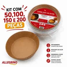 Kit 50 Até 200 Peças Forma Para Air Fryer 20cm Papel Protege Cesto Antiaderente Descartável