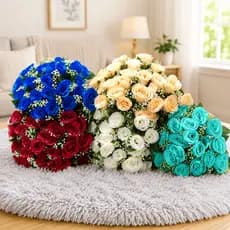 Buque 24 Rosas Artificial Para Noiva Decoração Yl-5526
