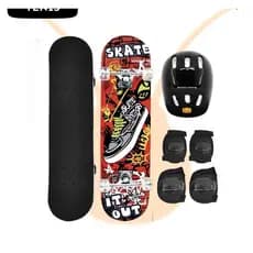 Skate + Equipamentos de Proteção – Capacete, Joelheira e Cotoveleira - DMR6052