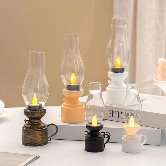 Candeeiros De Mesa Com Lanterna De Querosene Retro Luminous 18,5x5cm - DT8107