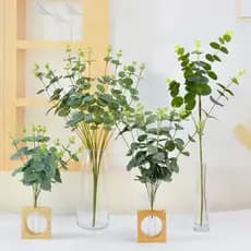 4 Flores Folhas De Eucalipto tem16 flores folhas de eucalipto / Plantas Verdes Artificiais Folhas Para Decoração De Casa