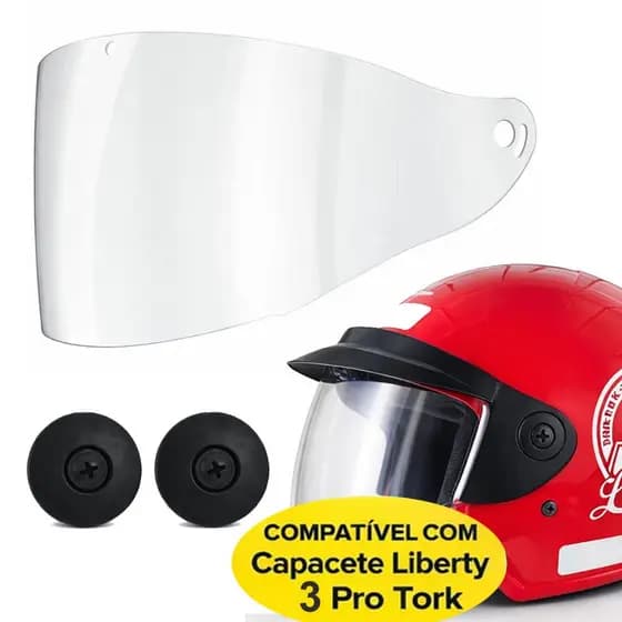 Kit Viseira Cristal Anti Risco + Parafuso Para Capacete ProTork Liberty Three