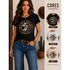 Camiseta Feminina Wild West Cowgirl Camiseta Country Feminina Rodeio Camiseta SertanejaCamiseta Feminina Camiseta Countr
