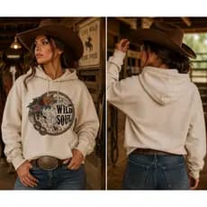 Moletom Canguru Country Wild Soul Feminino Premium Bege Moletom Country Feminino Moletom Boiadeira