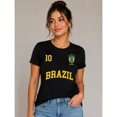 Camiseta Feminina Brasil Número 10 Camiseta Estilosa Feminina Camiseta Futebol
