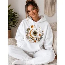 Moletom Canguru Lua e Sol Místico Feminino Premium Moletom Feminino Moletom Canguru Moda Feminina