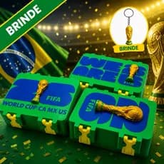 Porta-Figurinhas Copa 3D + Chaveiro Troféu (Brinde Exclusivo)