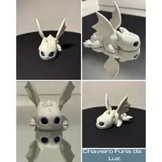 Chaveiro/Chaveirinho Dragão Fúria de Luz fofo Articulado em impressão 3D