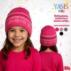 Touca Infantil de Inverno Menina Tricot Gorrinho de Lã  Mini Gorro Para Criança