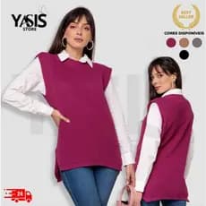 Max Colete Feminino Tricot Alongado em Lã Tendência Outono/Inverno VestLeg Sobreposição Moda Blogueira Colete Tricô