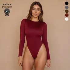 Body Gola redonda Feminino Body Gola Redonda Blusa Manga Longa Segunda Pele Blusinha Baby Tee Inverno Elegante Colãn