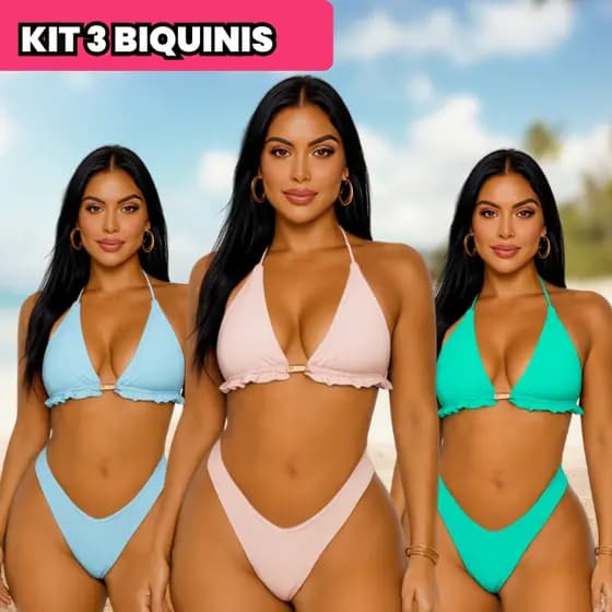 KIT 3 biquini luxo biquíni Feminino cortininha com bojo biquini cortininha piscina biquíni marquinha verão Elegante