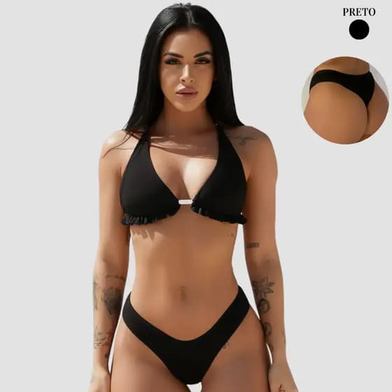 BIQUINE CONJUNTO FEMININO COM BOJO CORTININHA PRAIA PISCINA VERÃO COM FORRO MARQUINHA