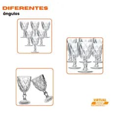 Conjunto de Taças Vidro Transparente Para Vinho Luxo Resistente 330ml