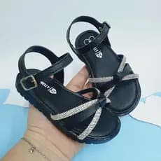 Sandália Infantil Menina 3 Tiras Strass Feminina NTH