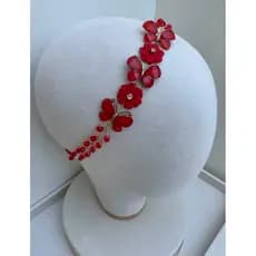Tiara jardim, tiara jardim de flores vermelha, tiara vermelha, tiara de bebê