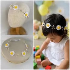 tiara Margarida, tiara flores, tiara aniversário, tiara ensaio fotográfico, tiara de luxo, tiara infantil