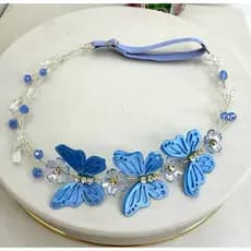 Tiara jardim encantado, tiara borboletas, tiara casamento, tiara aniversário, tiara daminha, tiara azul serenity
