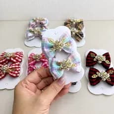 Parzinho de Laços Infantil Menina - Presilha Bico de Pato - Acessórios de Cabelo para Bebê e Criança