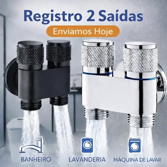 Válvula de saida dupla Inox 1/2 para torneira  Ducha Higiénica Caixa Acoplada Máquina Lavar banheiro