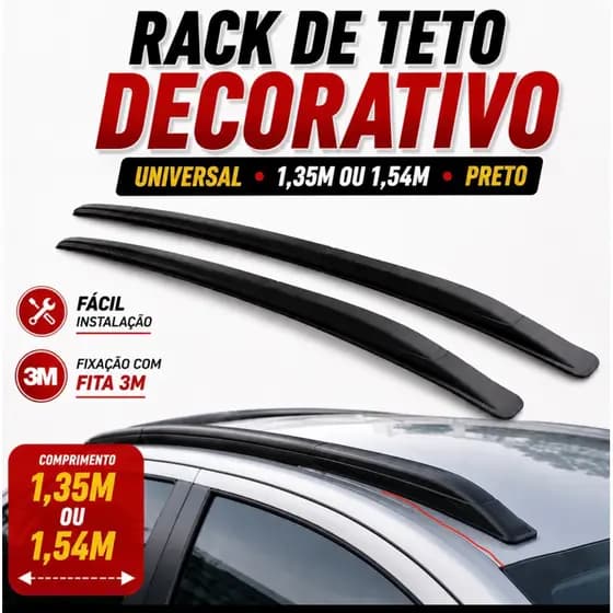 Rack De Teto Decorativo Slim Preto TG Poli 1,35m Universal