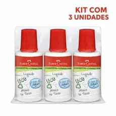Kit 3 Corretivo Liquido Branquinho Faber Castell 18Ml Material Escolar