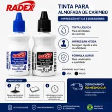 Tinta para Almofada de Carimbo Radex Original  Recarregável Rende Muito Envio Imediato