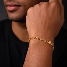 Pulseira Masculina Fina Aço Inox Legítimo Dourado 3x1 Não Enferuja Nem Escurece