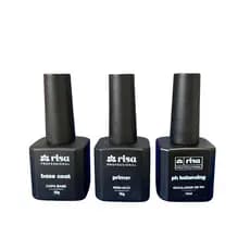 KIt 3 preparadores Risa  Base Coat, Primer Non Acid e PH Balancing 15g/15ml cada
