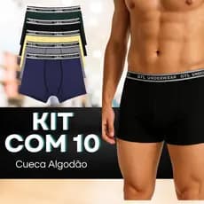 Kit Cuecas Boxer Box Lisas Cotton Algodão 3/5/10 Unidades