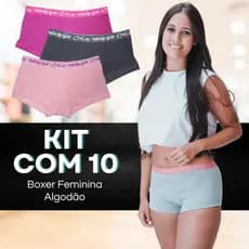 Kit Calcinha Boxer Cueca Feminina Cotton Calcinhas de algodão