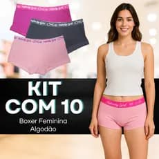Calcinha Boxer Cueca Feminina Cotton Calcinhas de algodão