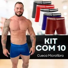 Kit Cuecas Boxer Box Microfibra Lisa e Estampada 3/5/10