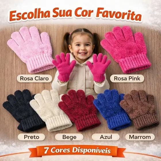 Luvas de Inverno Infantil de Chenille Unissex para Crianças | Quentes, Macias e Confortáveis
