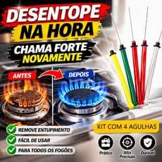 Kit Com 4 Agulha Desentupir Boca De Fogao