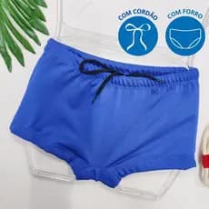 Sunga Boxer Infantil Com Cordão Moda Praia Piscina Sem Estampa Lisa