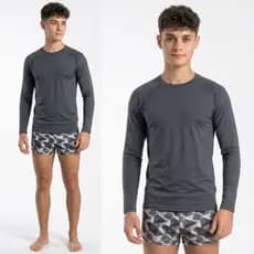 Kit Camiseta UV Manga Comprida e Sunga Com Cordão Juvenil Tamanho 10 ao 16 Estampado Liso