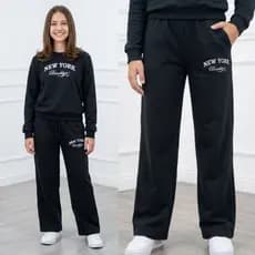 Conjunto de Inverno Feminino Blusa e Calça Wide Leg Tam 10 ao 16 Juvenil Menina Moletinho