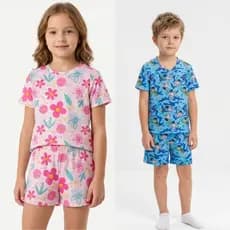 Pijama Infantil Manga Curta e Short Verão Suede Premium Tam 4 ao 10 Menina Menino