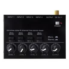Mini Mixer Estéreo Para Guitarra Elétrica, 4 Canais Mixer
