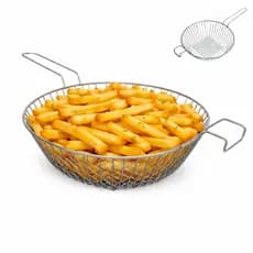 Cesto Niquelado com Alça para Fritateiras Industrial Resistente Fritura