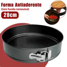 Forma com Fundo Removível 28cm Assadeira Redonda Antiaderente em Aço Carbono Bolo, Torta Cheesecake