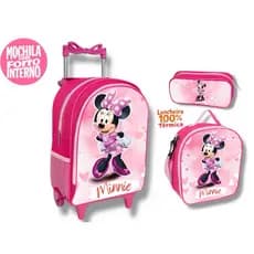 Kit Mochila Rodinha infantil Minnei  lancheira Térmica + Estojo