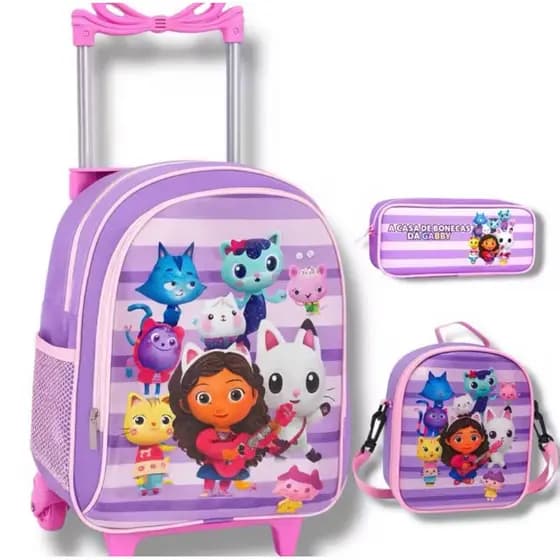 Kit Rodinha Casa da Gaby lancheira Térmica + estojo mochila foro interno