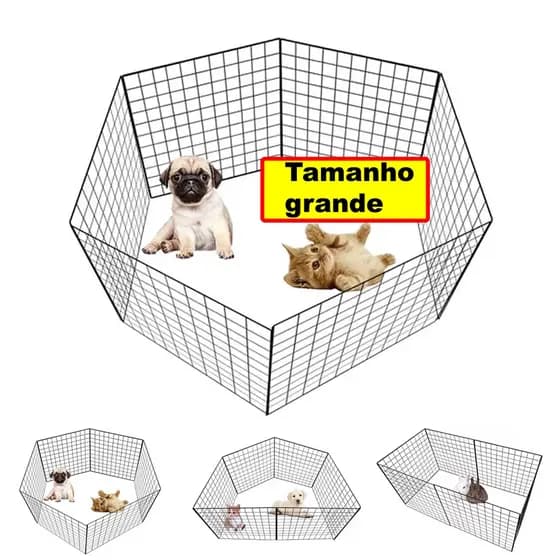 Cercado Pet Cachorro Gato Coelho Cercadinho para Cães 6 Telas tamanho grande