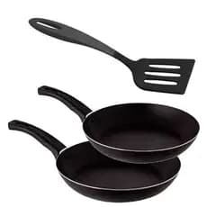 Conjunto de frigideiras 2 pecas teflon antiaderente 18 e 20 preto com espatula