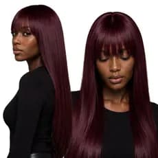 Peruca Lisa Com Franja Fibra Orgânica Lindíssima 70cm + Wig Cap